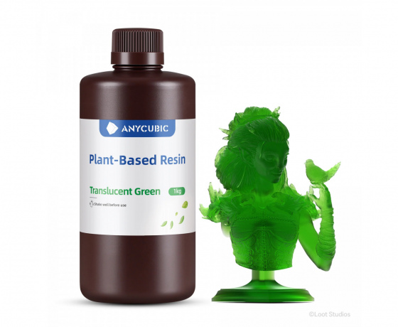 Фото 4 - Напівпрозора Зелена Еко Рослинна Фотополімерна смола Anycubic translucent green 1кг