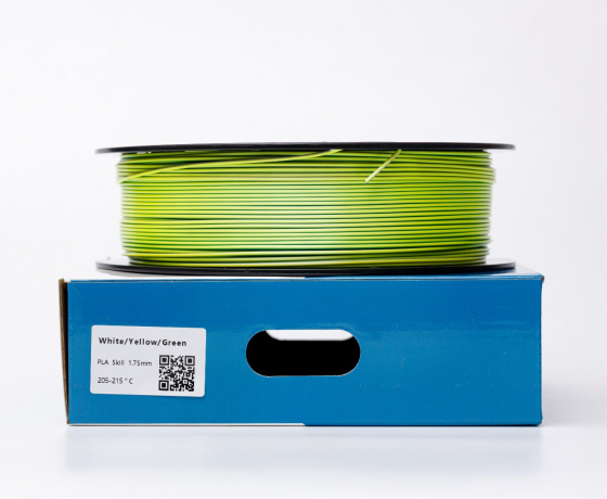 Фото 4 - Білий Жовтий Зелений Шовковий Пла Пластик | PLA SILK White Yellow Green 1кг | 1.75мм | 330м