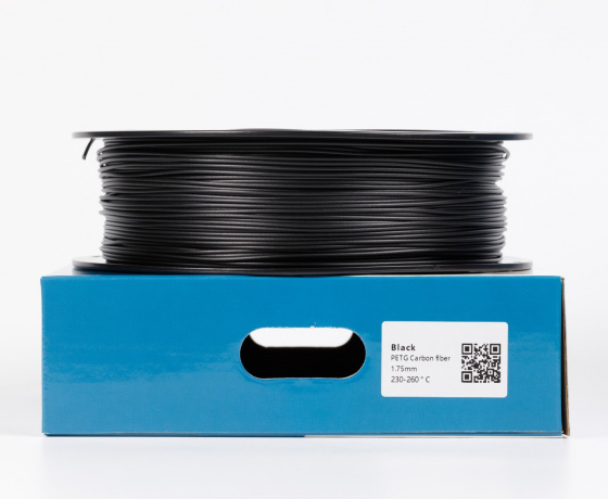 Фото 2 - PETG Карбонове волокно Чорне | PETG Carbon fiber Black PETG Карбон 1кг | 1.75мм | 330м